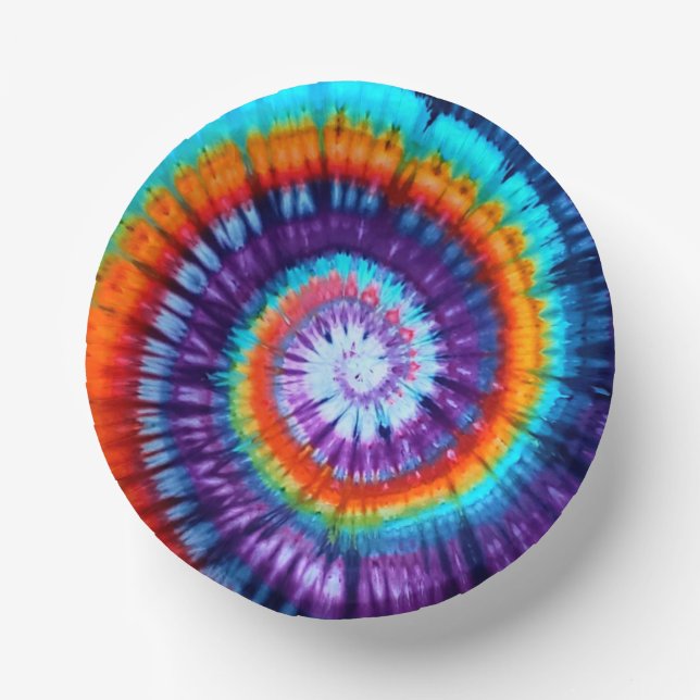 Rainbow Spiral Tie Dye Paper Bowls Plate (Front)
