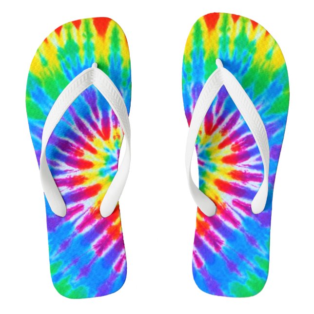 Rainbow Spiral Tie Dye Thongs (Footbed)
