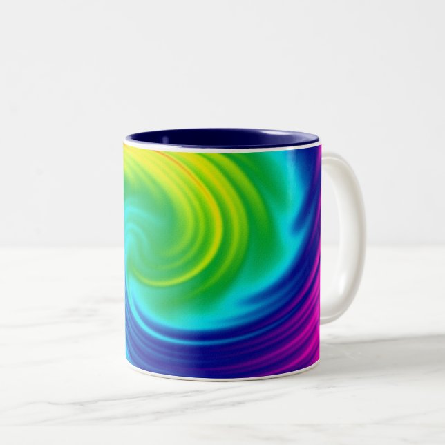 Rainbow spiral Two-Tone coffee mug (Front Right)