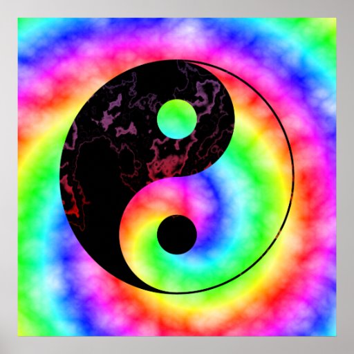 Rainbow Spiral Yin Yang Poster | Zazzle