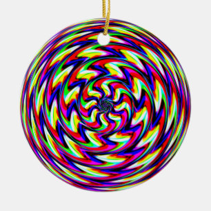 Rainbow Spiralism (add words) Ceramic Ornament
