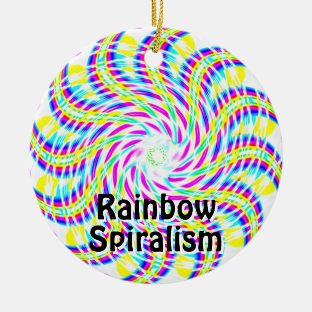 Rainbow Spiralism Ceramic Ornament (Front)