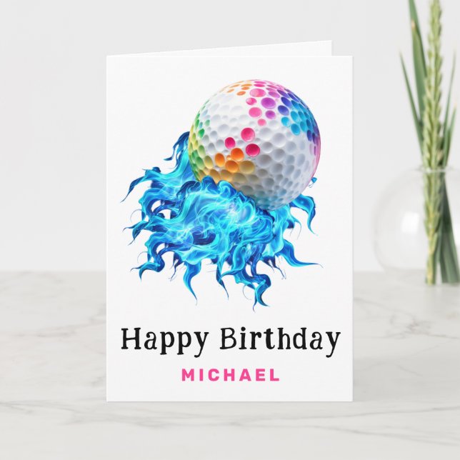 *~* Rainbow Splash Golf Ball AP94  Birthday Card (Front)