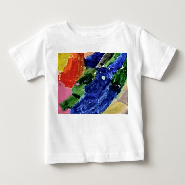 Rainbow Splash Kids Abstract Art T-Shirt  (Front)