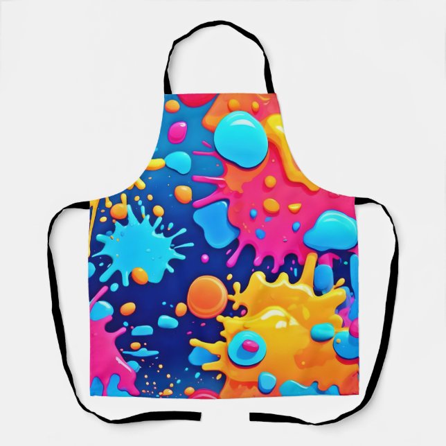 Rainbow Splash Paint Art Apron (Front)