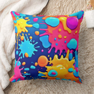 Rainbow Splash Paint Art Cushion
