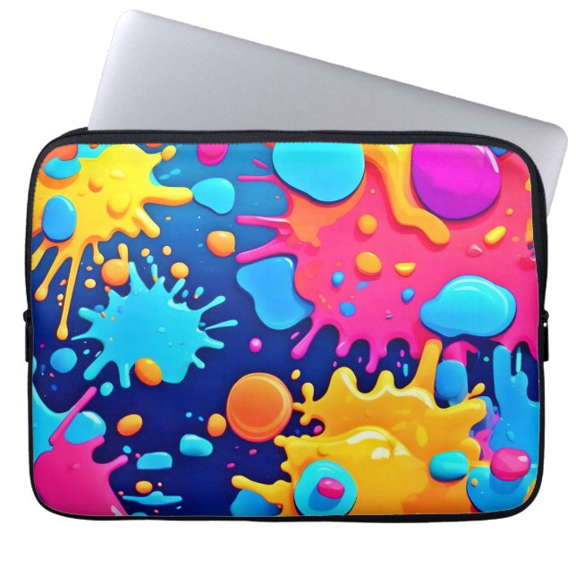 Rainbow Splash Paint Art Laptop Sleeve (Front)