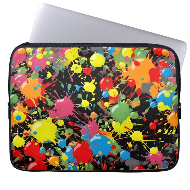 Rainbow Splash Paint Droplets PD Laptop Sleeve (Front)