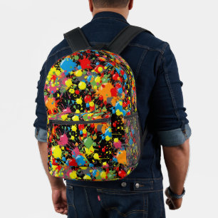 Rainbow Splash Paint Droplets Printed Backpack