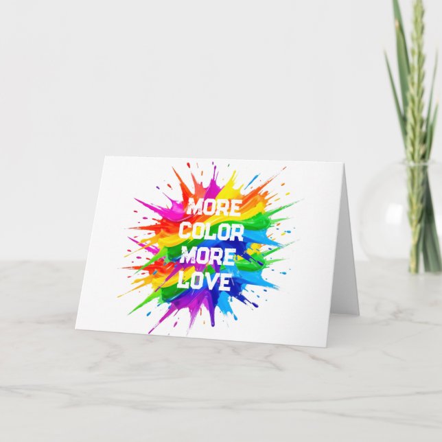 Rainbow Splash Pride Month Design Holiday Card (Front)