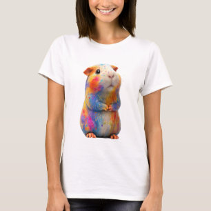 Rainbow Splashed Hamster Art Watercolor Women T-Shirt