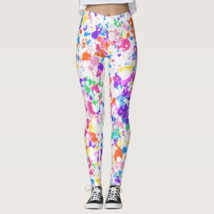 Rainbow Splatter Art Colourful Splashes Leggings
