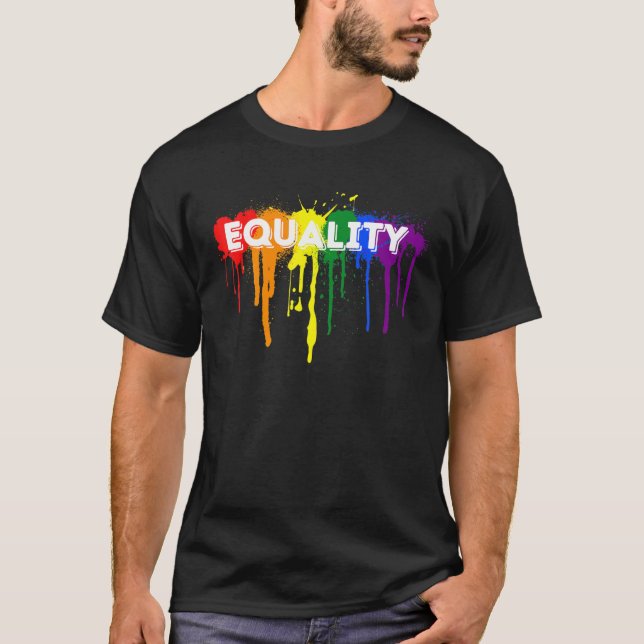 Rainbow Splatter LGBTQ  Equality T-Shirt (Front)