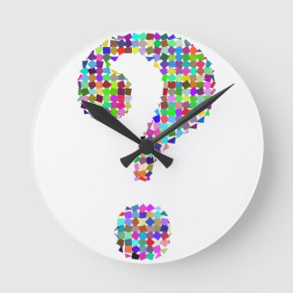 Rainbow Splatter Question Mark Round Clock