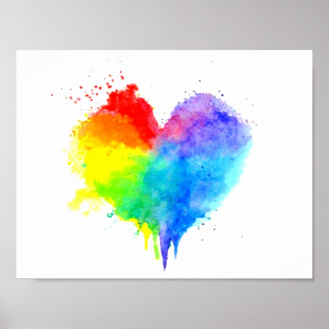 Rainbow Splattered Heart Print (Front)
