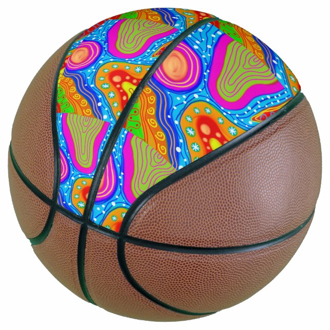 Rainbow Sports pattern custom personalise DIY Basketball (Angled)