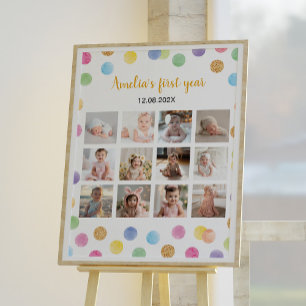 Rainbow Spot Birthday Photo Milestone Poster