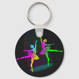 Rainbow Spotlighted Ballet Dancers Key Ring