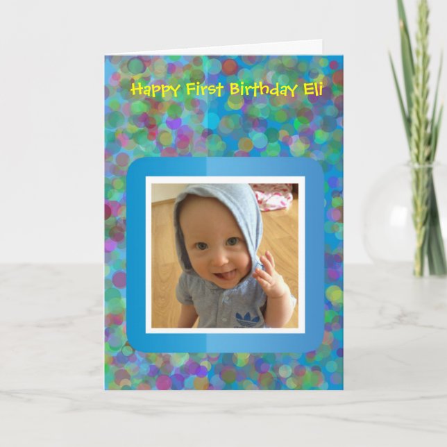 Rainbow Spots First Birthday Card (Front)