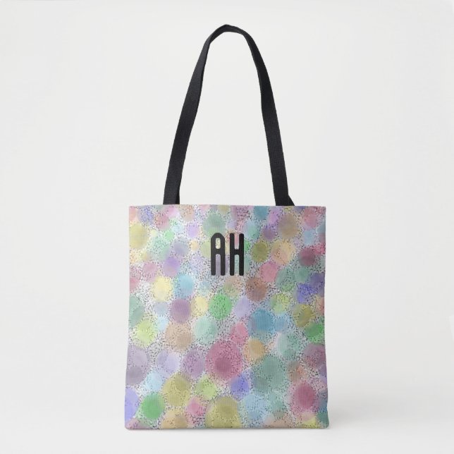 Rainbow Spots Monogram Tote (Front)