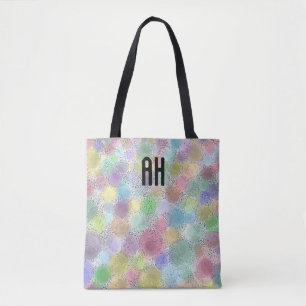 Rainbow Spots Monogram Tote Bag
