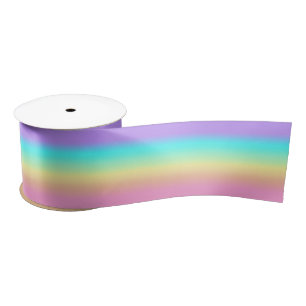 Rainbow Spring Pastels in Gradient Stripes Satin Ribbon