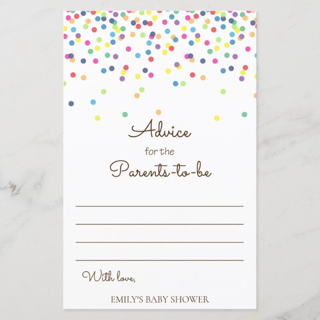 Rainbow Sprinkle Baby Shower Game PRINTED (Front)