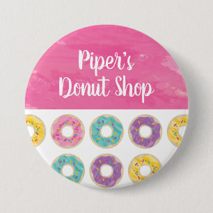 Rainbow Sprinkle Doughnut Shop Button