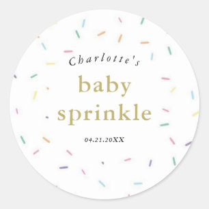 Rainbow Sprinkles Baby Sprinkle Invitation Classic Round Sticker