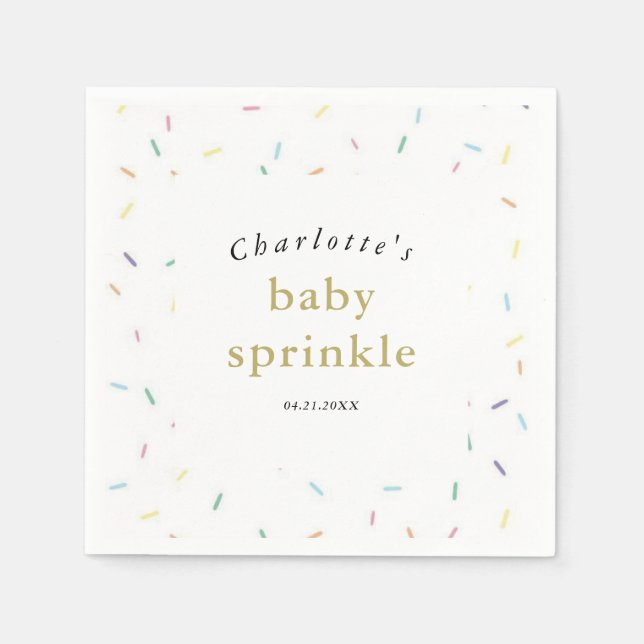 Rainbow Sprinkles Baby Sprinkle Invitation Napkin (Front)
