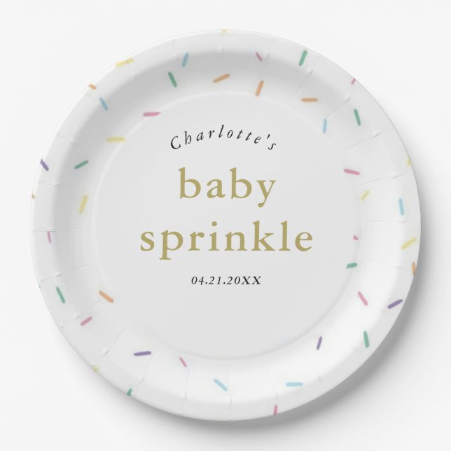 Rainbow Sprinkles Baby Sprinkle Invitation Paper Plate (Front)