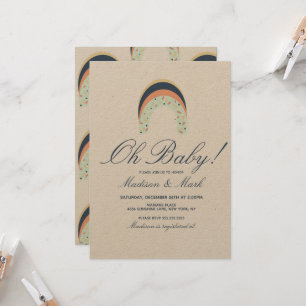 Rainbow Sprinkles Brush Stroke Baby Shower Rustic Invitation