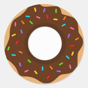 Rainbow Sprinkles Chocolate Doughnut Classic Round Sticker