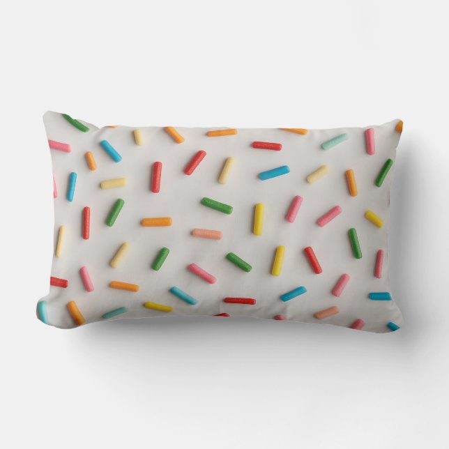 Rainbow Sprinkles Colorful Pattern Lumbar Cushion (Front)