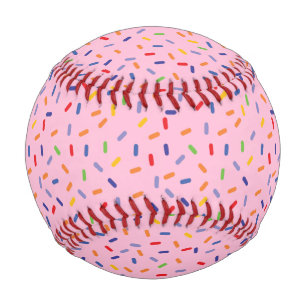Rainbow Sprinkles Colourful Confetti Light Pink Baseball