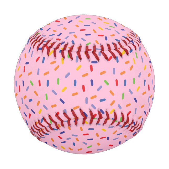 Rainbow Sprinkles Colourful Confetti Light Pink Baseball (Front)