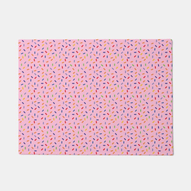 Rainbow Sprinkles Colourful Confetti Light Pink Doormat (Front)