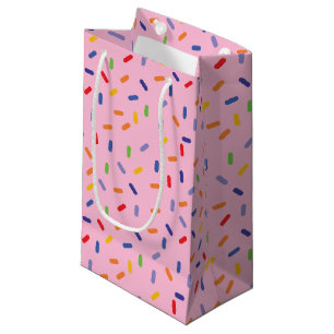 Rainbow Sprinkles Colourful Confetti Light Pink Small Gift Bag