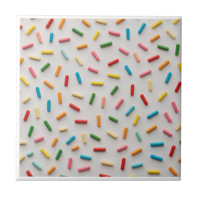 Rainbow Sprinkles Colourful Pattern Ceramic Tile (Front)