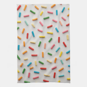 Rainbow Sprinkles Colourful Pattern Tea Towel