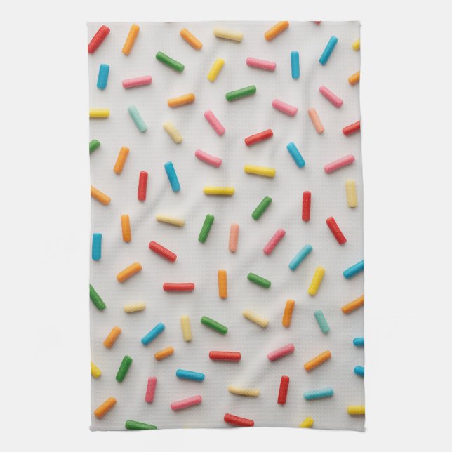 Rainbow Sprinkles Colourful Pattern Tea Towel (Vertical)