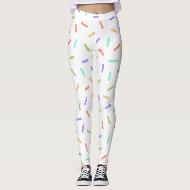Rainbow sprinkles confetti fun colourful pattern leggings (Front)