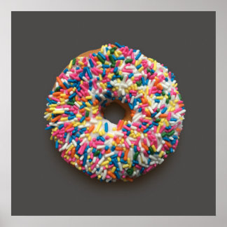 Rainbow Sprinkles Doughnut poster (on grey)
