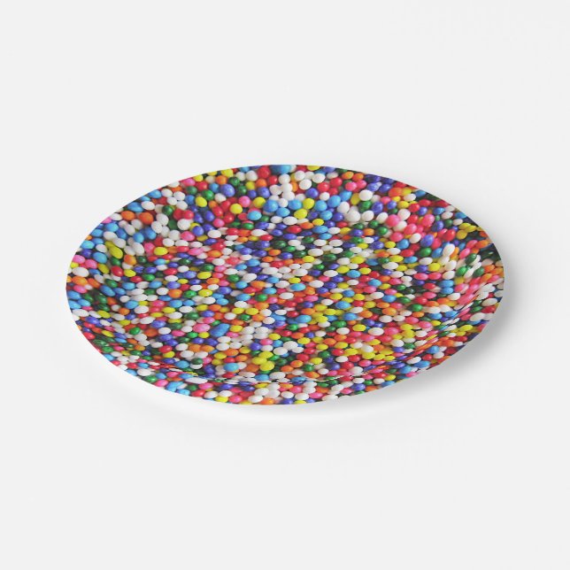 Rainbow sprinkles paper plate (Angled)