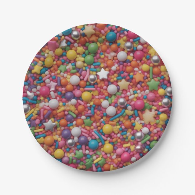 Rainbow sprinkles paper plate (Front)