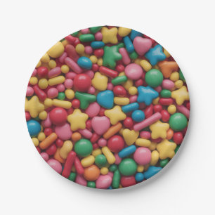 Rainbow sprinkles paper plate