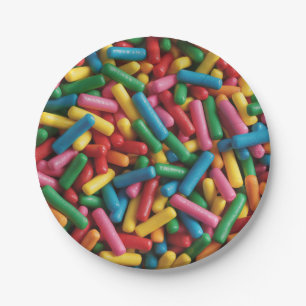 Rainbow sprinkles paper plate