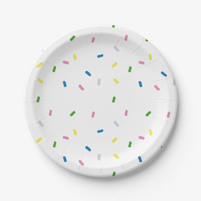 Rainbow Sprinkles Pattern Party Paper Plate (Front)
