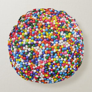 Rainbow sprinkles round cushion