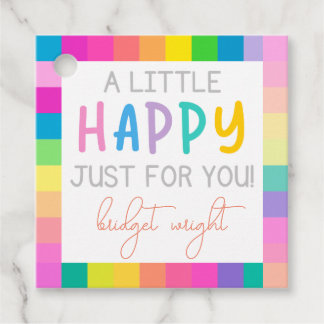 Rainbow Square Border Girls Gift Tag